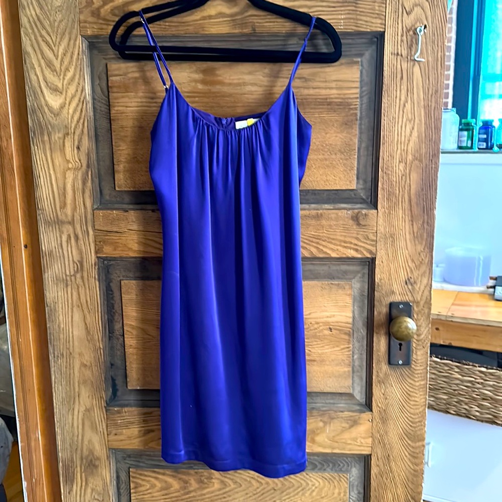 Silk Purple Mini Spaghetti strap. Cocktail Dress